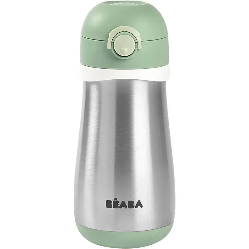 Beaba - Stainless Steel Kids Water Bottle, Sage