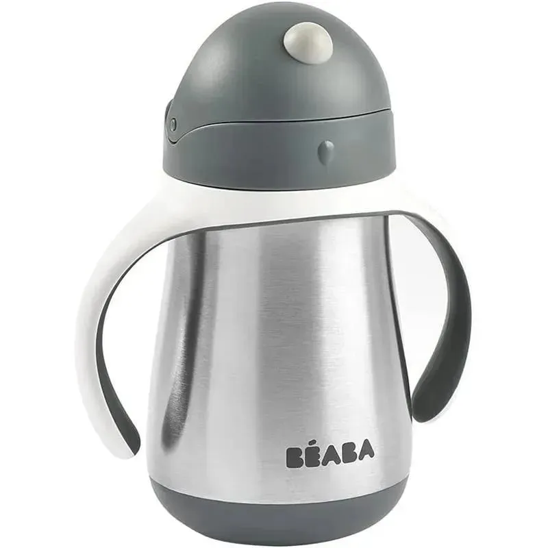 Beaba - Stainless Steel Straw Sippy Cup, Charcoal - Image 2