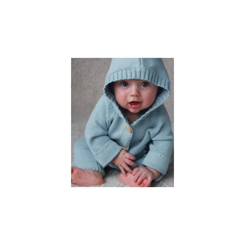 Beba Bean Knit Hoodie And Pant Set, Blue - Image 3