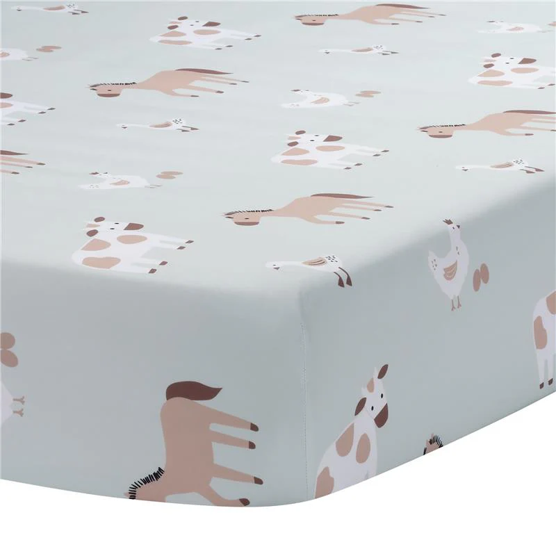 Bedtime Originals - Farmyard Friends Sage Green Baby Nursery Fitted Crib Sheet