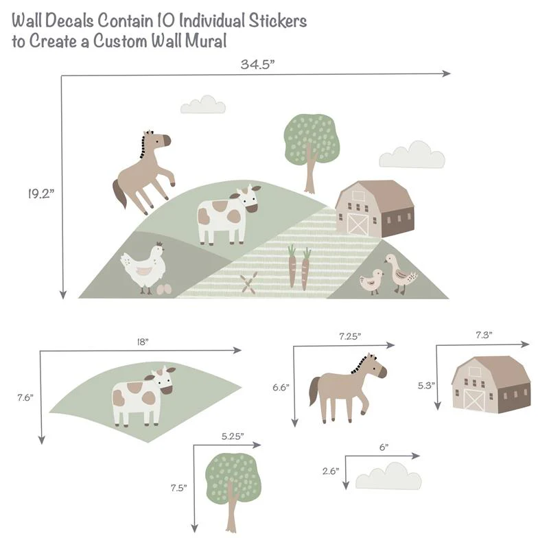 Bedtime Originals - Farmyard Friends Wall Decals/Stickers, Horse/Cow/Barn - Image 4