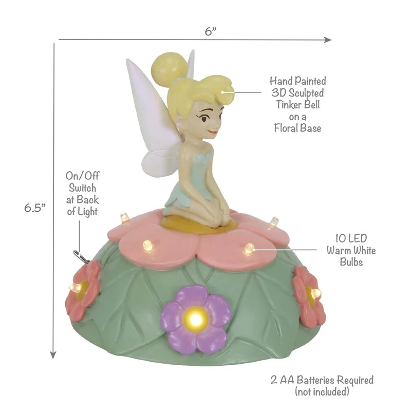 Bedtime Originals - Tinker Bell Table Top Light Pink, Green, Disney, Garden - Image 3