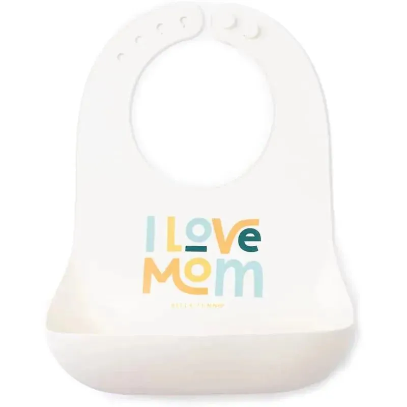 Bella Tunno - Wonder Bib, Silicone Baby Bib for Girls & Boys, Non-toxic BPA Free Soft Silicone Bib, I Love Mom