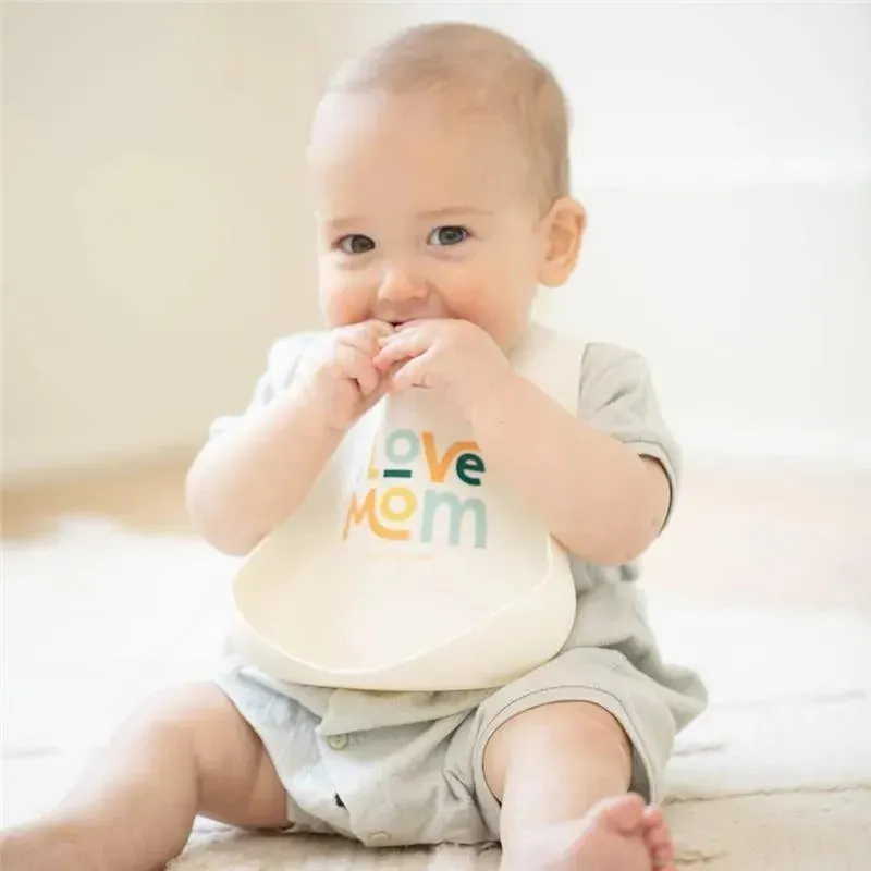 Bella Tunno - Wonder Bib, Silicone Baby Bib for Girls & Boys, Non-toxic BPA Free Soft Silicone Bib, I Love Mom - Image 2