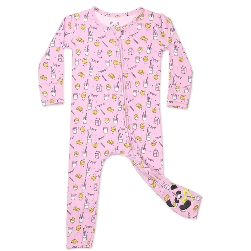 Bellabu Bea - Milk and Cookies Pink Bamboo Convertible Footie - Image 3