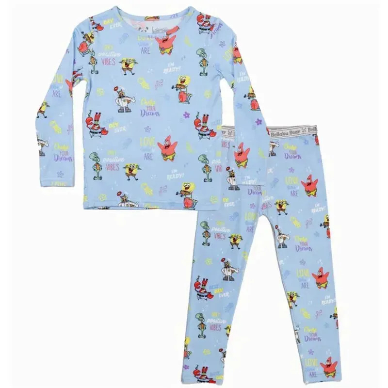 Bellabu Bear - Good Vibes Bamboo Kids Spongebob Squarepants Pajamas - Image 3