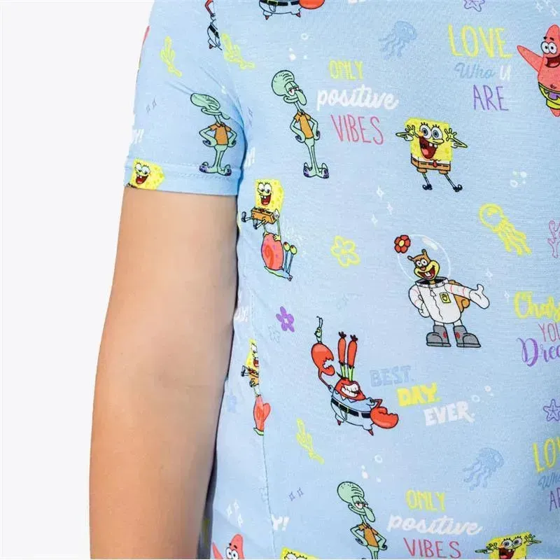 Bellabu Bear - Good Vibes Bamboo Spongebob Squarepants Kids Pajama Short Set - Image 3