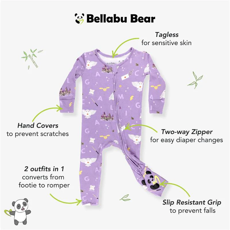 Bellabu Bear - Harry Potter Hedwig's Magical Mail Bamboo Convertible Footie - Image 5