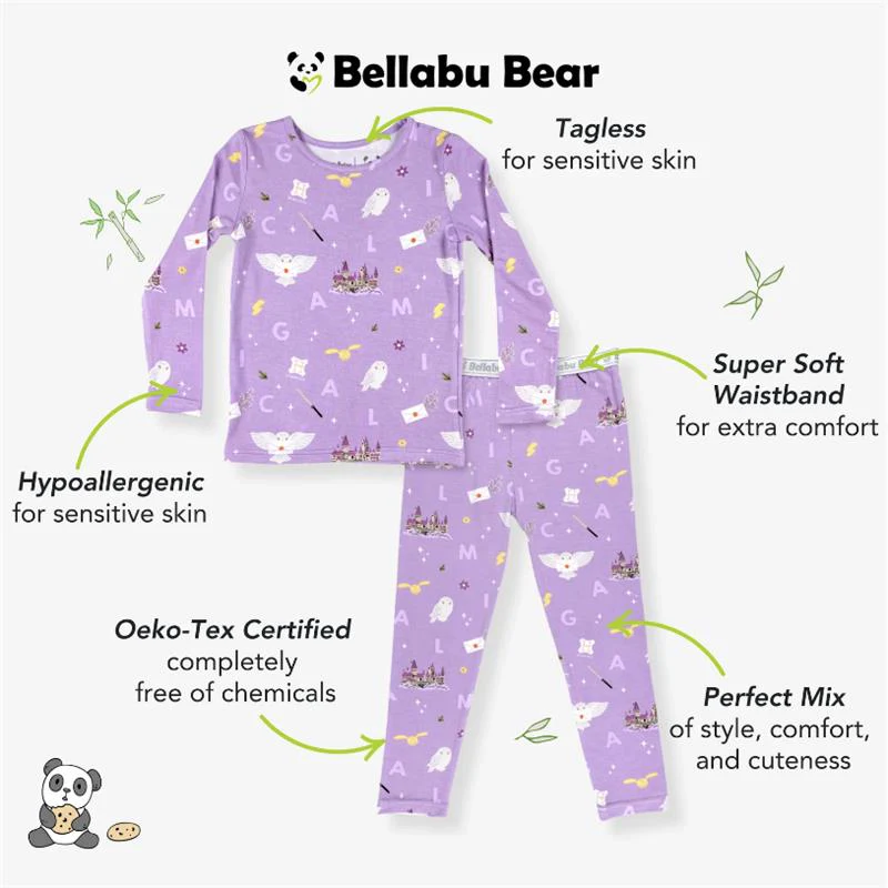 Bellabu Bear - Harry Potter Hedwig's Magical Mail Bamboo Kids Pajamas - Image 5