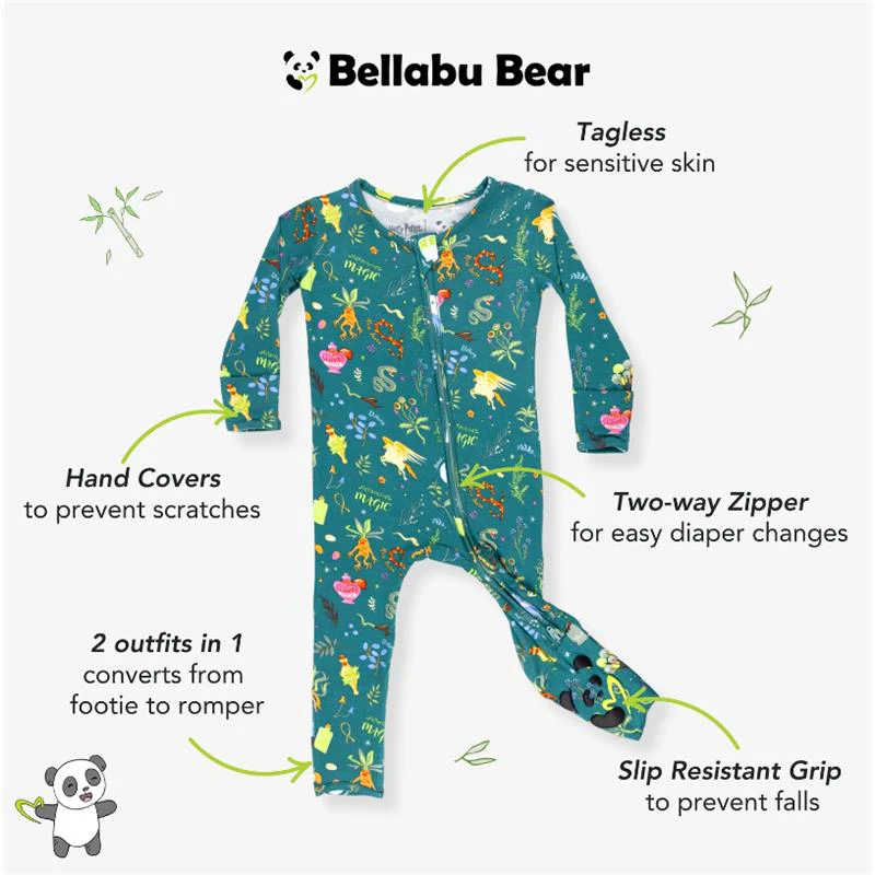 Bellabu Bear - Harry Potter Mandrakes & Herbs Bamboo Convertible Footie - Image 7
