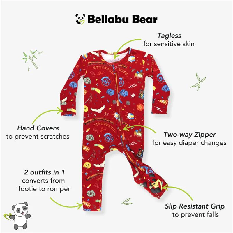 Bellabu Bear - Hogwarts Express Bamboo Convertible Footie - Image 5