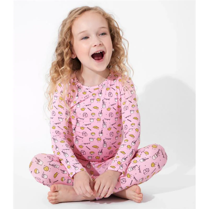 Bellabu Bear - Milk And Cookies Pink Kids Bamboo Pajamas, 18-24M - Image 5