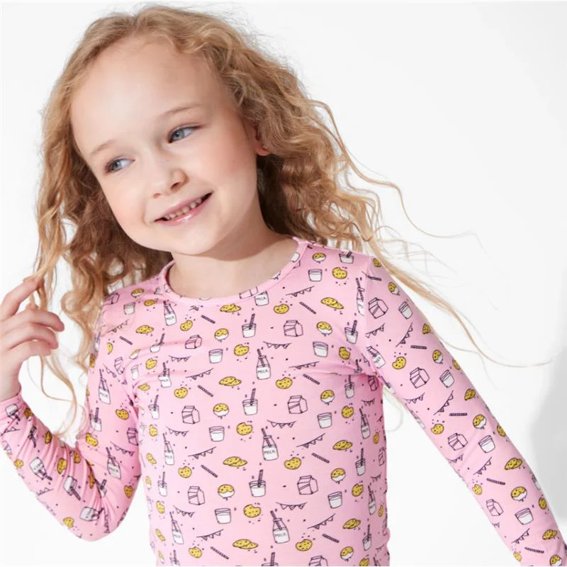 Bellabu Bear - Milk And Cookies Pink Kids Bamboo Pajamas, 18-24M - Image 7