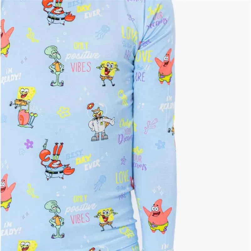 Bellabu Bear - Spongebob Squarepants, Good Vibes Bamboo Kids Pajamas - Image 2