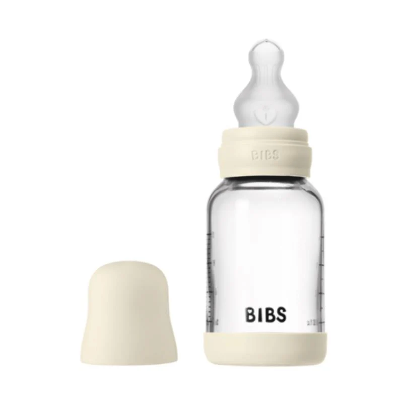 Bibs - Baby 4Oz Silicone Glass Bottle With Bumper Ivory