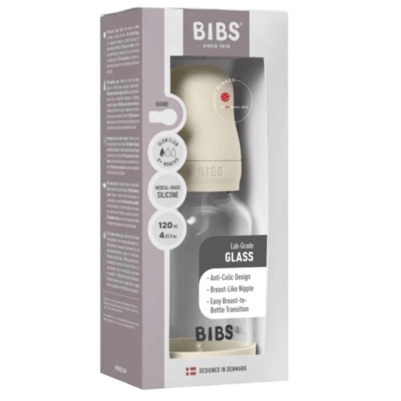 Bibs - Baby 4Oz Silicone Glass Bottle With Bumper Ivory - Image 2