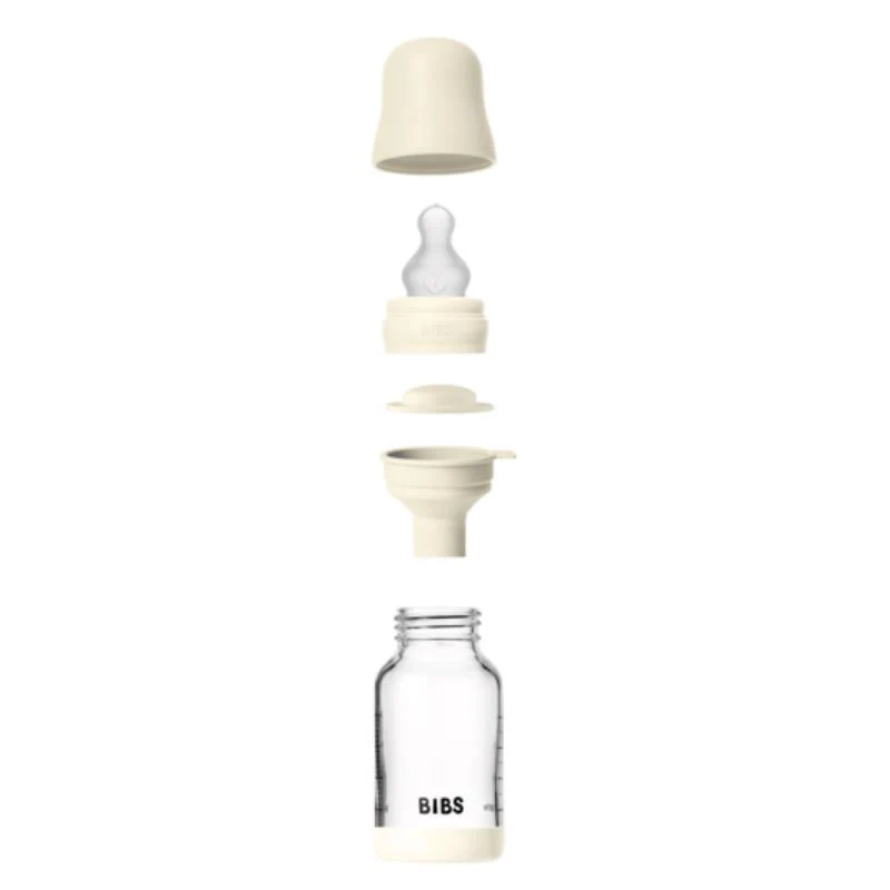 Bibs - Baby 4Oz Silicone Glass Bottle With Bumper Ivory - Image 3
