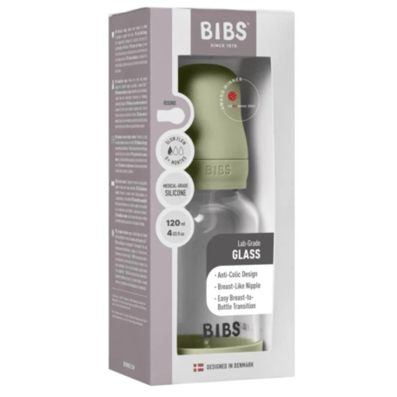 Bibs - Baby 4Oz Silicone Glass Bottle With Bumper Sage - Image 2