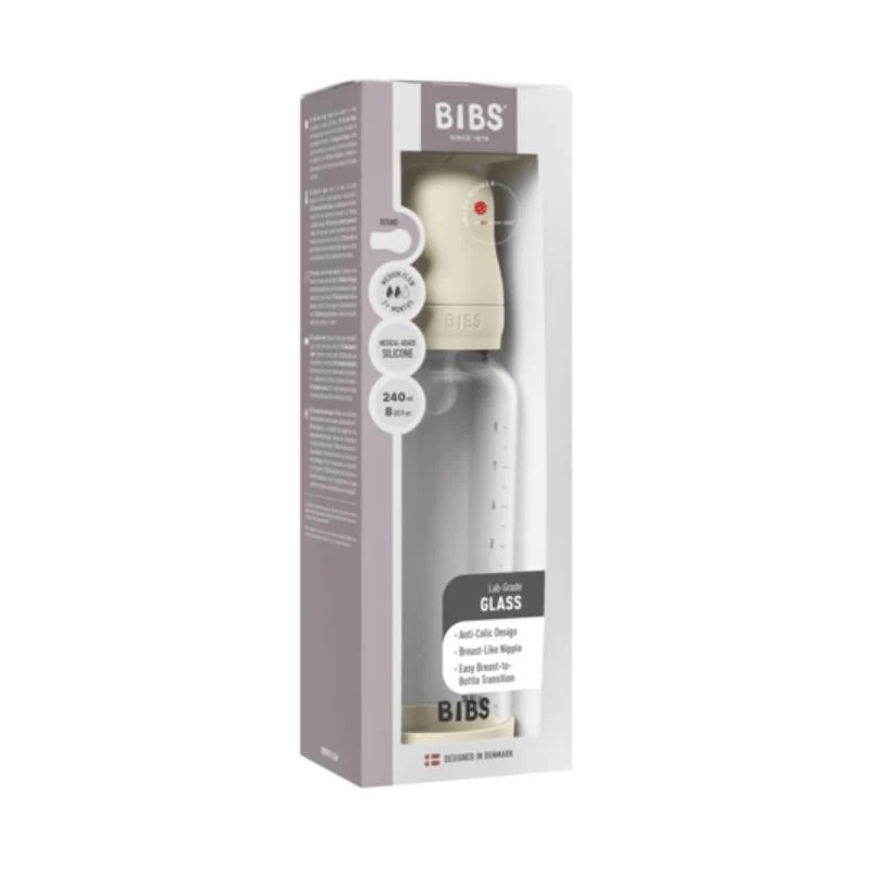 Bibs - Baby 8Oz Silicone Glass Bottle With Bumper Ivory - Image 2