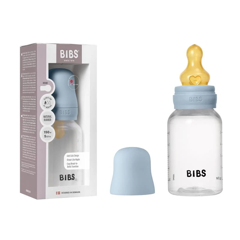 Bibs - Baby Plastic Bottle With Latex Nipple 150Ml, Baby Blue