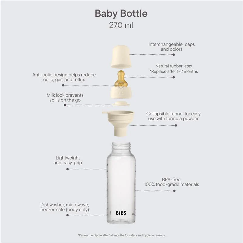 Bibs - Baby Plastic Bottle With Latex Nipple 270Ml, Blush - Image 2