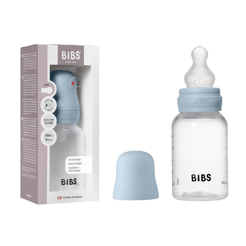 Bibs - Baby Plastic Bottle With Silicone Nipple 150Ml, Baby Blue