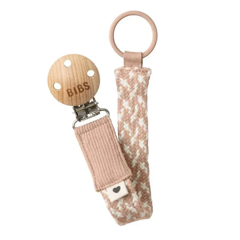 Bibs - Pacifier Clip Braid, Blush/Ivory