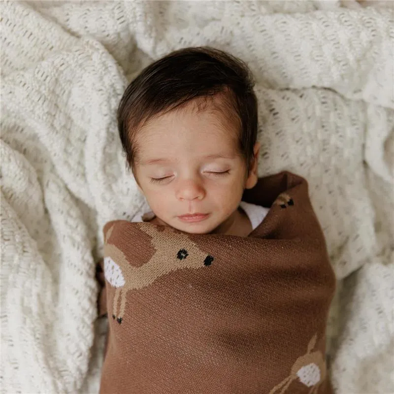 Bleu La La - 100% Luxury Cotton Receiving Swaddle Baby Blanket - Deer - Image 5