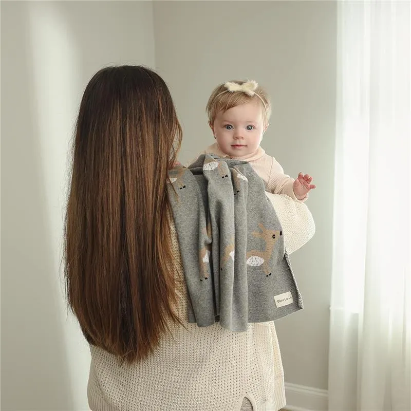 Bleu La La - 100% Luxury Cotton Receiving Swaddle Baby Blanket - Deer - Image 6