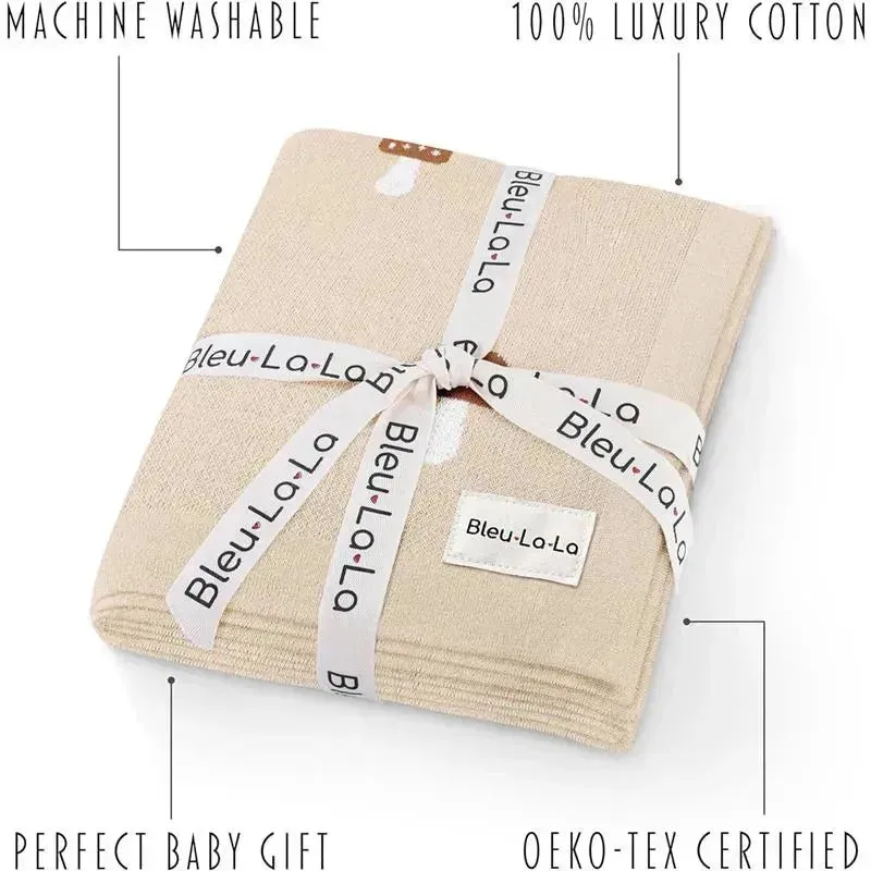 Bleu La La - 100% Luxury Cotton Swaddle Receiving Baby Blanket, Mushroom Camel - Image 10