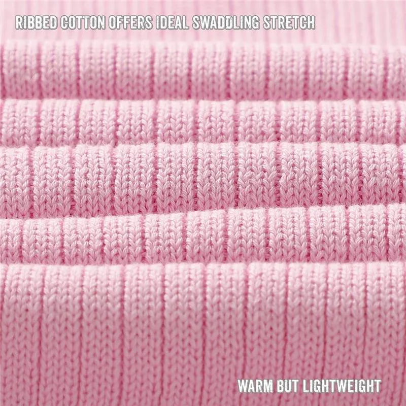 Bleu La La - 100% Luxury Organic Cotton Ribbed Baby Swaddle Blanket, Pink - Image 2