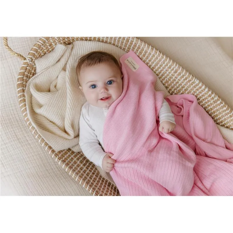 Bleu La La - 100% Luxury Organic Cotton Ribbed Baby Swaddle Blanket, Pink - Image 6