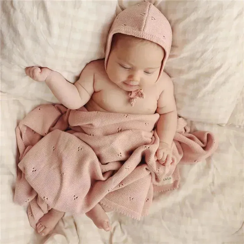 Bleu La La - 100% Organic Cotton Pointelle Swaddle Receiving Baby Blanket, Ballet Slippers - Image 6