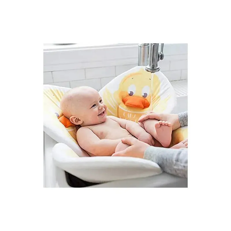 Blooming Bath - Baby Tub Flower Bath Mat Sink Cushion, Duck Yellow - Image 3