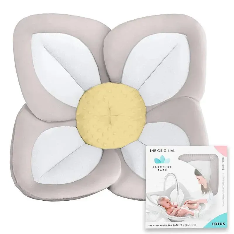 Blooming Bath - Lotus Plush Minky Baby Sink Bathtub Cushion, Grey