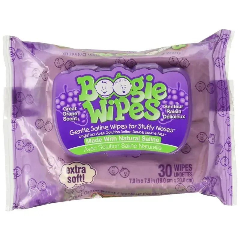 Boogie Wipes - 30Ct Saline Nose Wipes, Grape
