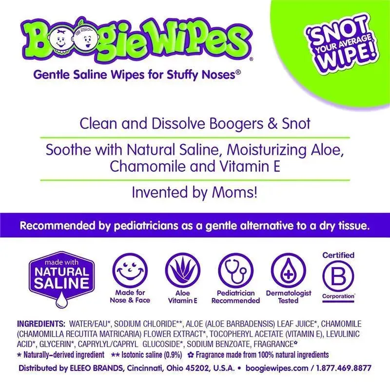 Boogie Wipes - 30Ct Saline Nose Wipes, Grape - Image 2