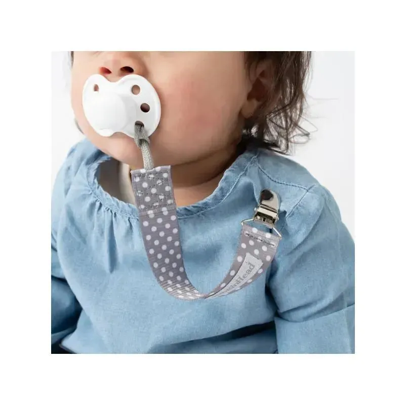 Booginhead - 3-Pack Pacifier Clips - Grey Dots & Chevron - Image 2