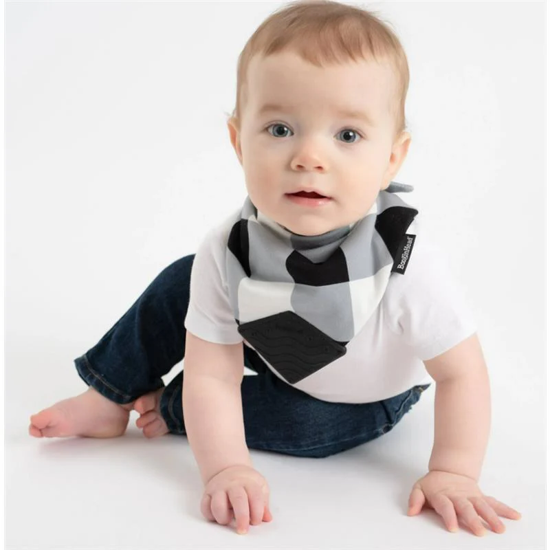 BooginHead - Bandana Teether & Pacigrip Bib 2Pk, Buffalo Check - Image 2