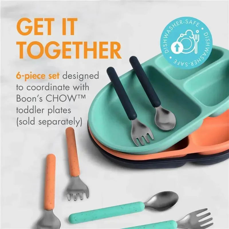 Boon - CHOW™ Toddler Stainless Steel Utensil Spoon And Fork Set, Mint - Image 2