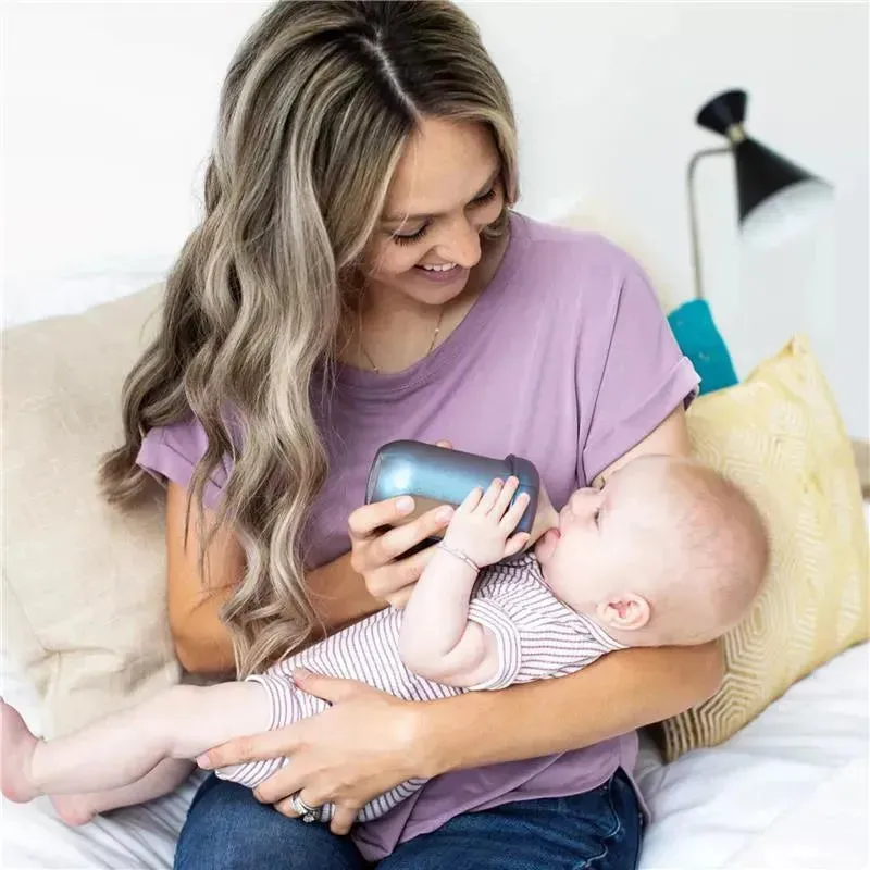 Boon - Nursh Silicone Baby Bottles with Collapsible Silicone Pouch - 8 fl oz, 3pk, Metallic - Image 2