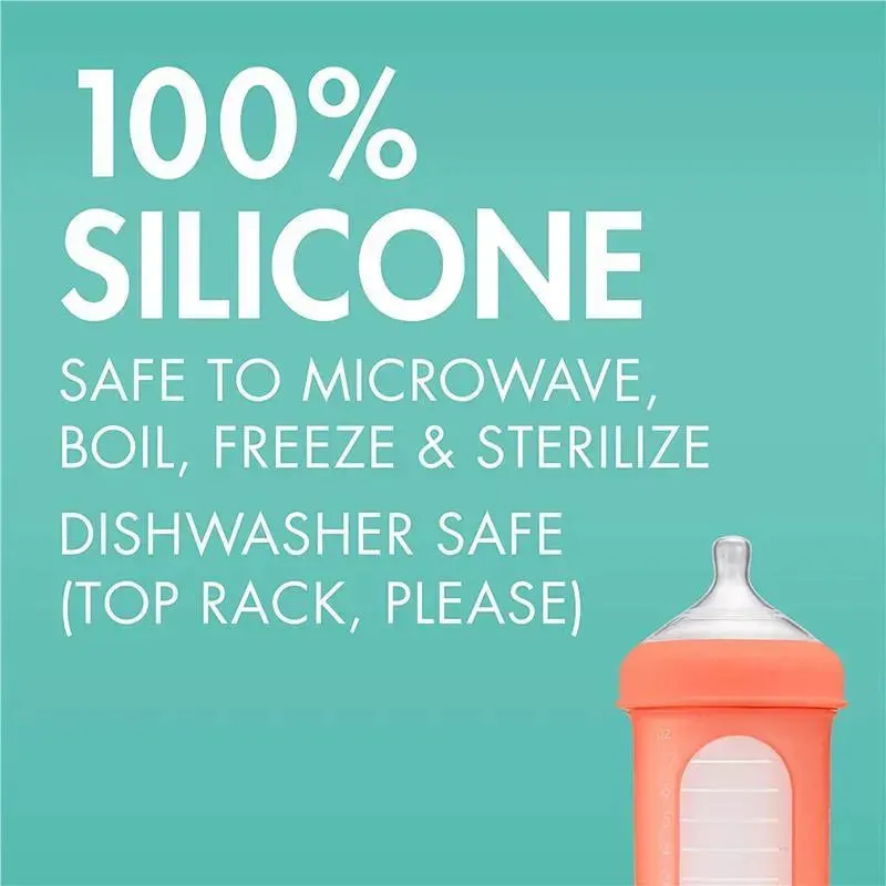 Boon - 3Pk Nursh Silicone Bottle 8Oz, Mint/Cantaloupe/Navy - Image 5