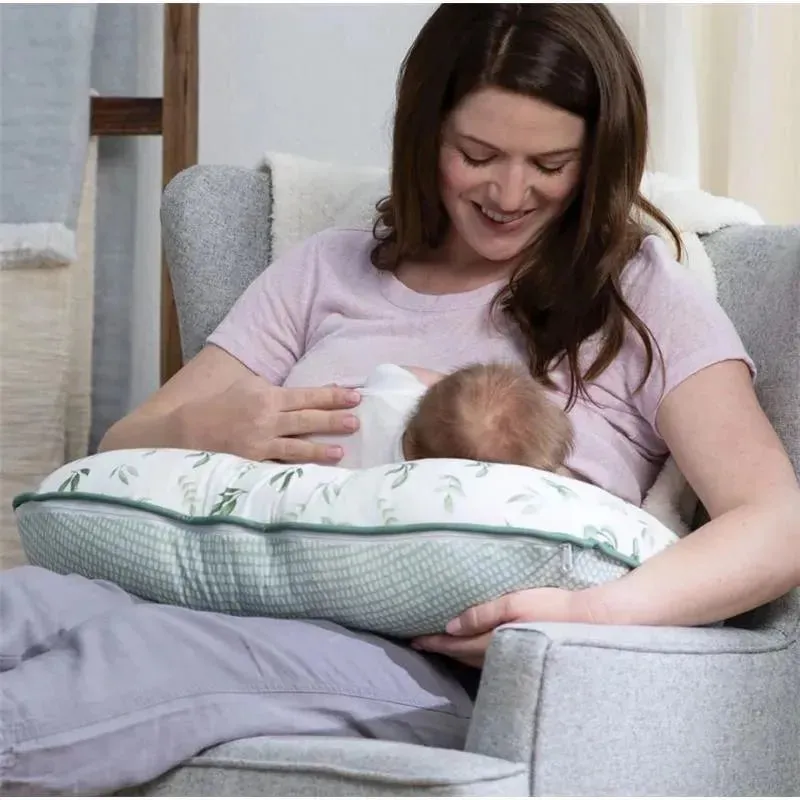 Boppy - Pillow Slipcover Organic Cotton, Green Little Leaves - Image 4