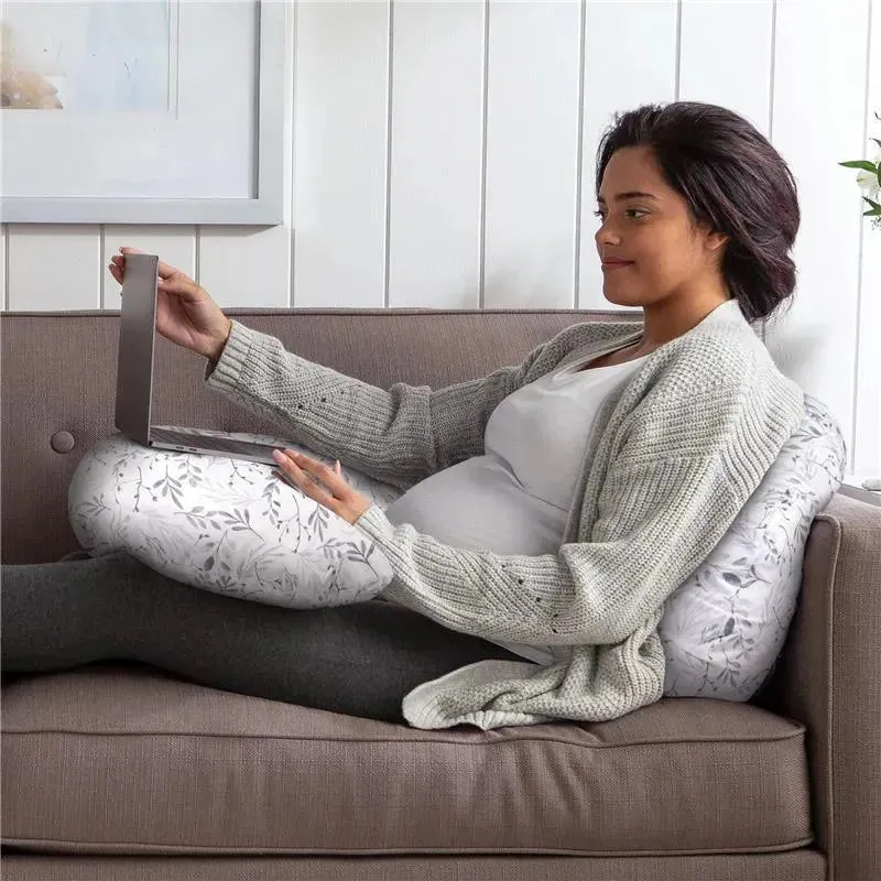 Boppy - Slipcovered Total Body Pregnancy Pillow, Gray Scattered Leaves - Image 3