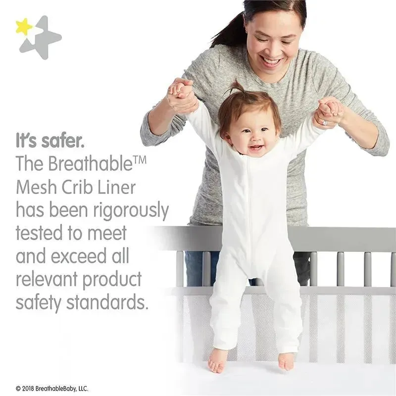 BreathableBaby - Classic Breathable Mesh Crib Liner, Gray - Image 2