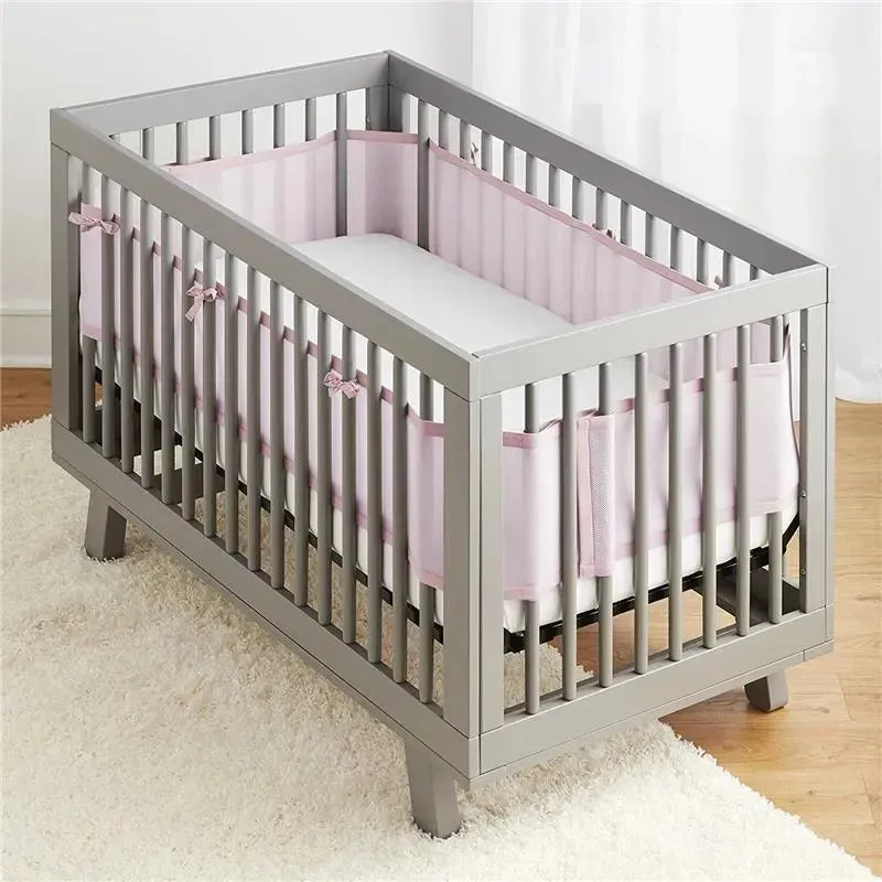 BreathableBaby - Classic Breathable Mesh Crib Liner, Light Pink - Image 2