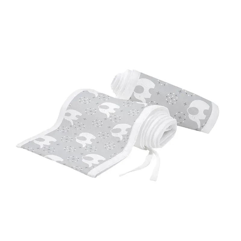 BreathableBaby - Classic Breathable Mesh Crib Liner, Peaceful Elephant Gray - Image 2