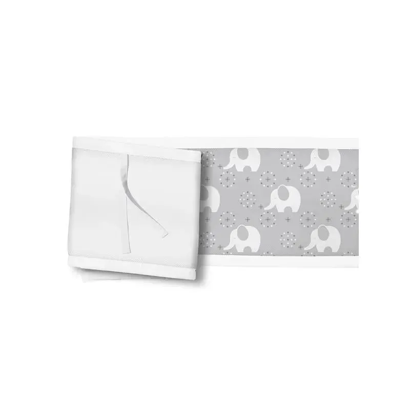 BreathableBaby - Classic Breathable Mesh Crib Liner, Peaceful Elephant Gray - Image 3