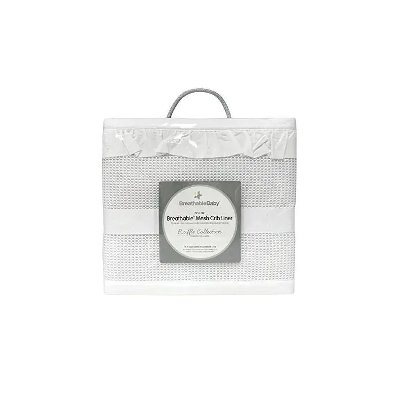 BreathableBaby - Deluxe Breathable Mesh Crib Liner, White Ruffle - Image 3