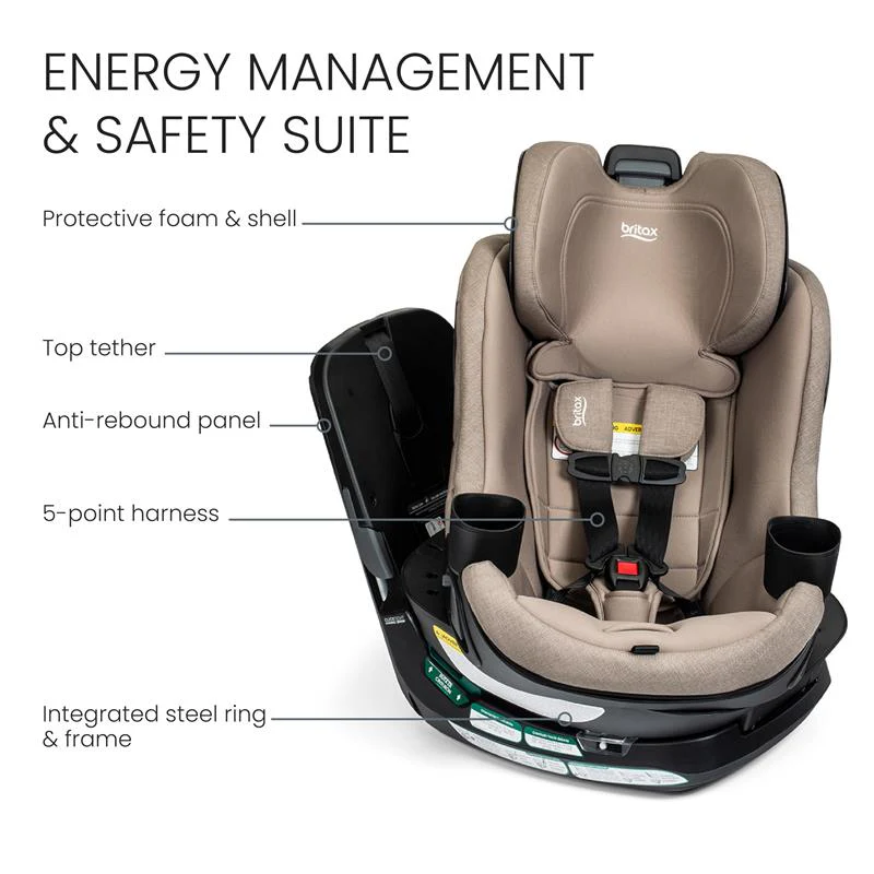 Britax Galaxy360 Slim Rotating Convertible Car Seat With SwivelSmooth Steel Ring, Teak - Image 5